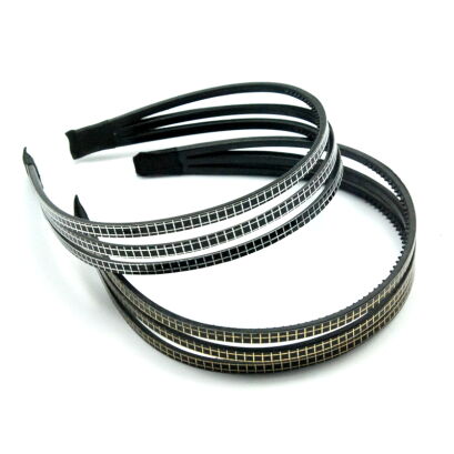 OPASKI DO WŁOSÓW POTRÓJNE CZARNE W KRATKĘ 6 SZTUK 2631 SAM)