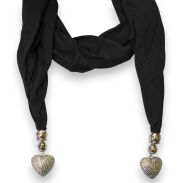 SZAL DAMSKI CZARNY Z WISZĄCYMI ELEMENTAMI                                               (SZAL-33 SA) - 2