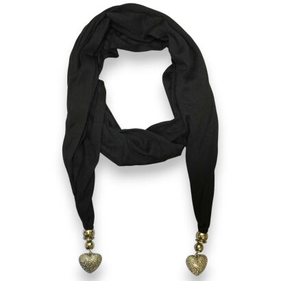 SZAL DAMSKI CZARNY Z WISZĄCYMI ELEMENTAMI                                               (SZAL-33 SA)