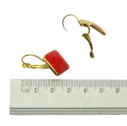 KOLCZYKI WISZĄCE EMALIOWANE CZERWONE ROMBY                                          (7562-2 SAM) - 2