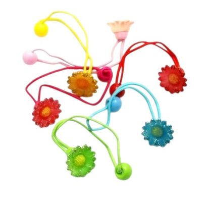 GUMKI DO WŁOSÓW DZIECIĘCE Z OZDOBAMI KWIATKAMI 12 SZTUK (0408 S)