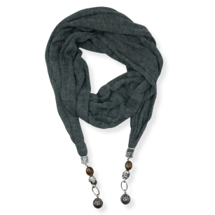 WOMEN'S GRAY SCARF WITH HANGING ELEMENTS                                                          SZAL-15