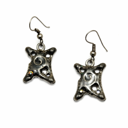 KOLCZYKI WISZĄCE GWIAZDY VINTAGE CIEMNO-SZARE 0617-24