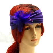 OPASKA NA GŁOWĘ ELASTYCZNA Z KWIATEM FIOLETOWA (0769 SA) - 2