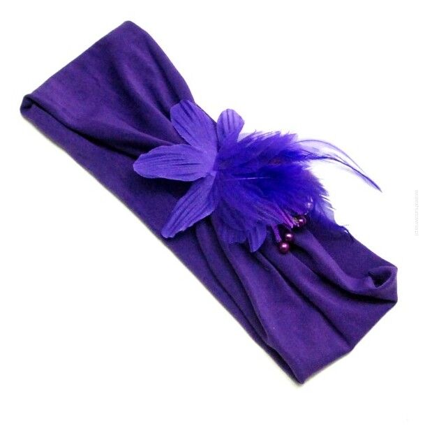 OPASKA NA GŁOWĘ ELASTYCZNA Z KWIATEM FIOLETOWA (0769 SA)