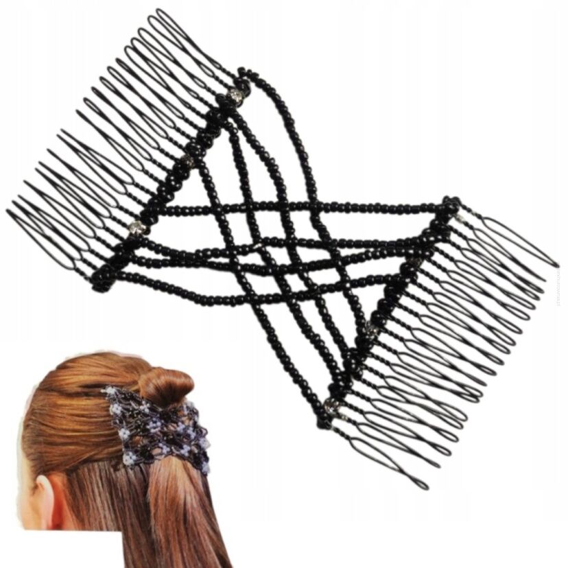 GRZEBIEŃ OZDOBNY METALOWY NA GUMCE  (0028-613)