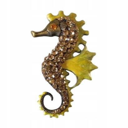 BROSZKA W KSZTAŁCIE KONIKA MORSKIEGO Z OZDOBNYMI CYRKONIAMI           (0676-541)