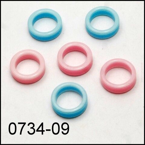 PIERŚCIONKI PLASTIKOWE PASTELOWE RÓŻOWE I NIEBIESKIE (6 szt) 0734-09