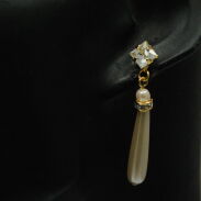 KOMPLET BIŻUTERII ŁAŃCUSZEK Z PEREŁKĄ  + KOLCZYKI                                                                      (0646-46 AS) - 3