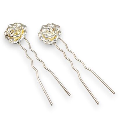 KOKÓWKI METALOWE 10 CM Z OZDOBNYM KWIATKIEM W KSZTAŁCIE RÓŻY – 2 SZTUKI                      (0016-1 SA)