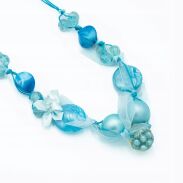 NASZYJNIK / KORALE NIEBIESKI ROZPINANY NA SZNURECZKACH                                    0612-1069 - 2