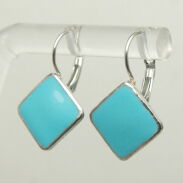 KOLCZYKI WISZĄCE EMALIOWANE NIEBIESKIE ROMBY                                        (1788-4 SAM) - 3