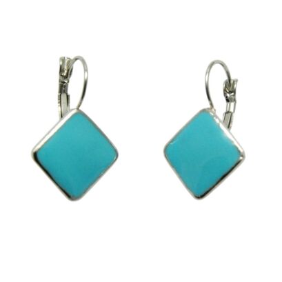 KOLCZYKI WISZĄCE EMALIOWANE NIEBIESKIE ROMBY                                        (1788-4 SAM)