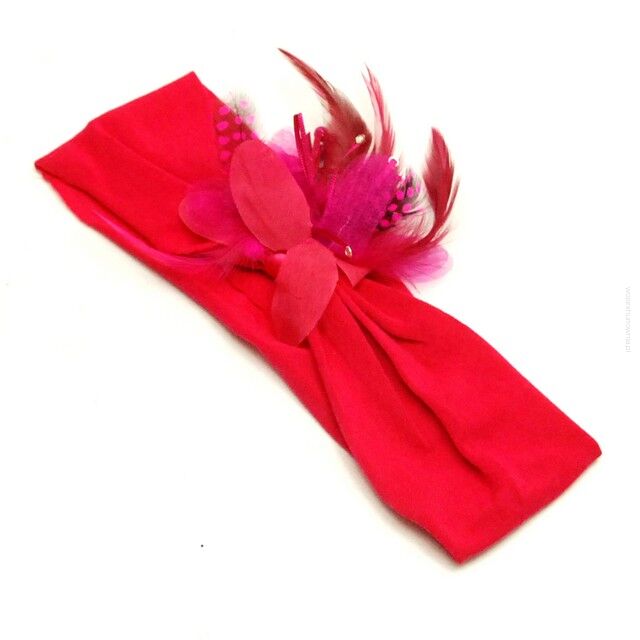 OPASKA NA GŁOWĘ ELASTYCZNA Z KWIATEM RÓŻOWA (0738 SA)