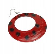 KOLCZYKI WISZĄCE CZERWONE Z MASY PERŁOWEJ                                        (0615-643 SAM2) - 2