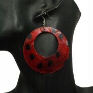 KOLCZYKI WISZĄCE CZERWONE Z MASY PERŁOWEJ                                        (0615-643 SAM2) - 3