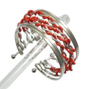 BRANSOLETKA METALOWA Z CZERWONYMI KORALIKAMI                                                                     (7B353B-1) - 4