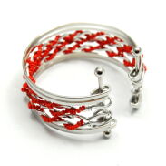 BRANSOLETKA METALOWA Z CZERWONYMI KORALIKAMI                                                                     (7B353B-1) - 2