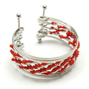 BRANSOLETKA METALOWA Z CZERWONYMI KORALIKAMI                                                                     (7B353B-1) - 3