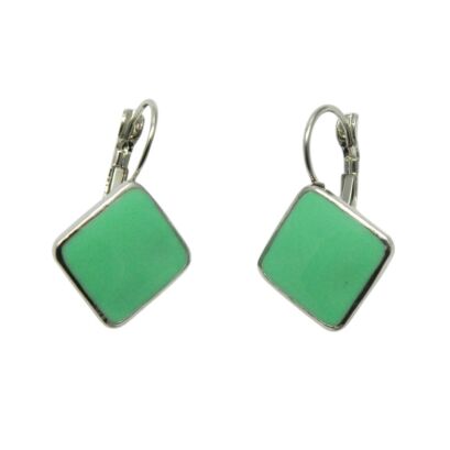 KOLCZYKI WISZĄCE EMALIOWANE ZIELONE ROMBY                                        (5446 SAM)