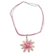 WISIOR / NASZYJNIK NA SZNURECZKACH Z RÓŻOWYM KWIATEM                                                 (WISZ-5 SAH) - 3