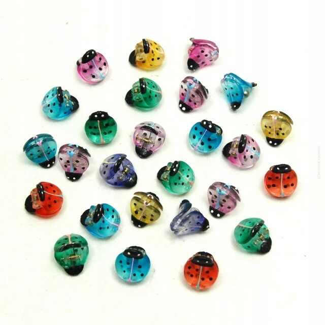 SZCZĘKI / KRABIKI KOLOROWE MAŁE BIEDRONKI  36 SZTUK                                                      (9595-1 SAH2)