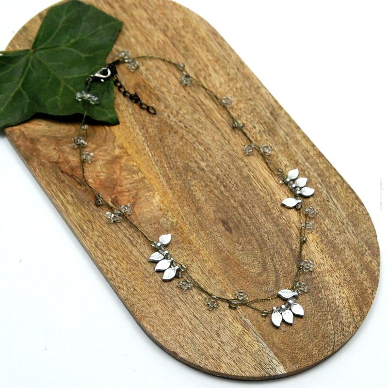 WISIOR / NASZYJNIK NA ŁAŃCUSZKACH SREBRNY                                         (7W287-4 SAM 4)