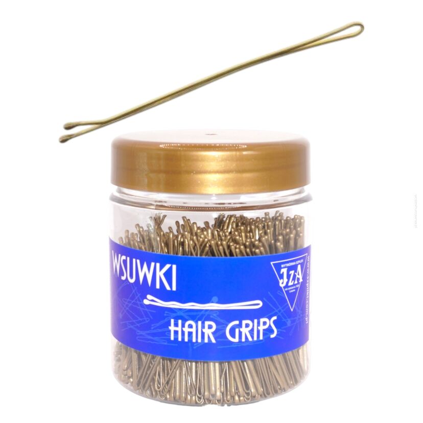 WSUWKA DO WŁOSÓW PROSTA ZŁOTA 7 CM 2 KULKI 500G                               (127/G)