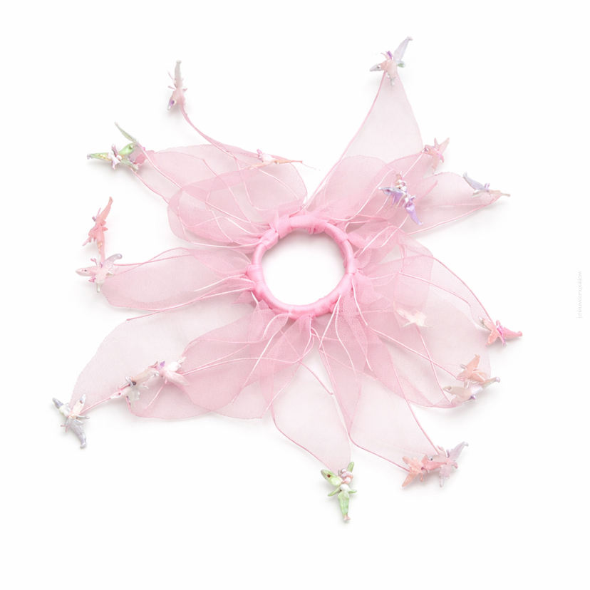 GUMKA DO WŁOSÓW RÓŻOWA TIUL OZDOBNA WRÓŻKI (0294-06)