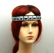 OPASKA NA GŁOWĘ OZDOBNA DŻETY / KRYSZTAŁKI CZARNO BIAŁA 0314-41 - 3