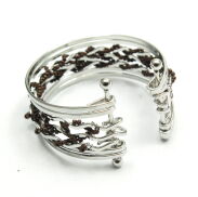 BRANSOLETKA METALOWA Z BRĄZOWYMI KORALIKAMI                                                          (7B353B-3) - 3