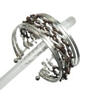 BRANSOLETKA METALOWA Z BRĄZOWYMI KORALIKAMI                                                          (7B353B-3) - 4