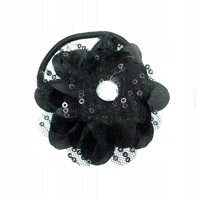 BROSZKA / SPINKA / GUMKA DO WŁOSÓW KWIAT OZDOBNY CZARNY 0615-737