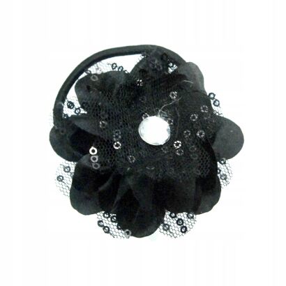 BROSZKA / SPINKA / GUMKA DO WŁOSÓW KWIAT OZDOBNY CZARNY 0615-737