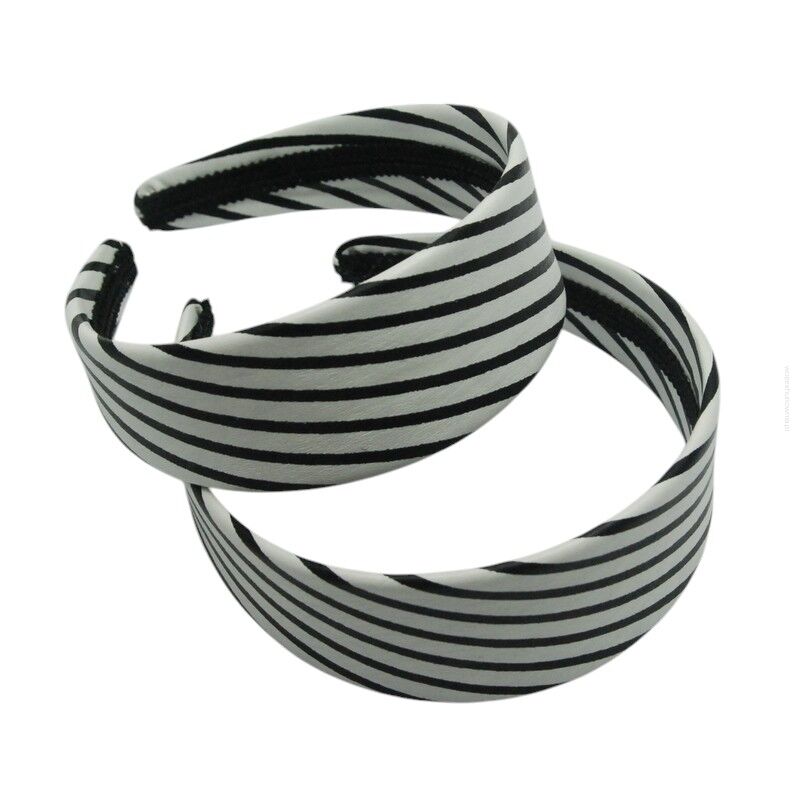 OPASKI DO WŁOSÓW SZEROKIE BIAŁE W PASKI 4 SZTUKI (7431 SAH)