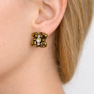 KOLCZYKI OZDOBNE Z CYRKONIAMI W ZŁOTYM KOLORZE                                                                                       (0611-784 SA) - 2