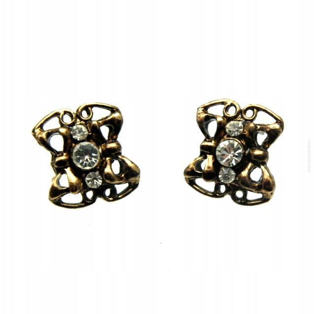 KOLCZYKI OZDOBNE Z CYRKONIAMI W ZŁOTYM KOLORZE                                                                                       (0611-784 SA)