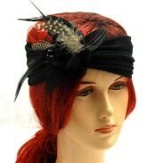 OPASKA NA GŁOWĘ ELASTYCZNA CZARNA Z KWIATEM (0714 SA) - 2