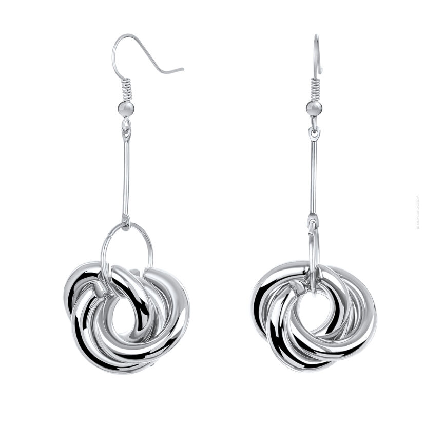 KOLCZYKI WISZĄCE METALOWE SREBRNE SUPEŁKI (0615-39 SA)