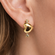 KOLCZYKI OZDOBNE Z CYRKONIAMI- SERCA                                                                          (0535 SA) - 2