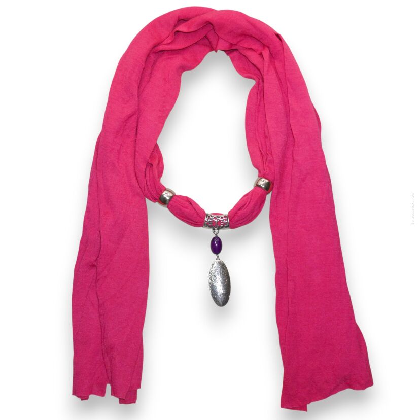 SZAL DAMSKI RÓŻOWY Z WISZĄCYMI ELEMENTAMI                                               (SZAL-36 SAU)