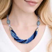 NASZYJNIK / WISIOR NIEBIESKI JABLONEX DROBNE KORALIKI (0644-1) - 2