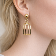 KOLCZYKI METALOWE WISZĄCE Z CYRKONIĄ                                                                             (0611-604 SA) - 2