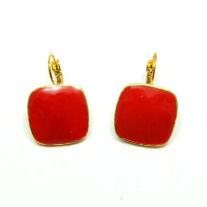 KOLCZYKI WISZĄCE EMALIOWANE CZERWONE                                           (1641-2 SAM)