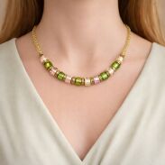 NASZYJNIK CANTO ZIELONO ZŁOTY ELEGANCKI KOLOROWY(CANTO-N-12) - 2