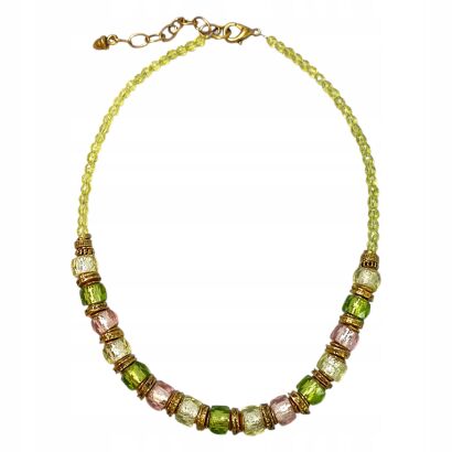 NASZYJNIK CANTO ZIELONO ZŁOTY ELEGANCKI KOLOROWY(CANTO-N-12)