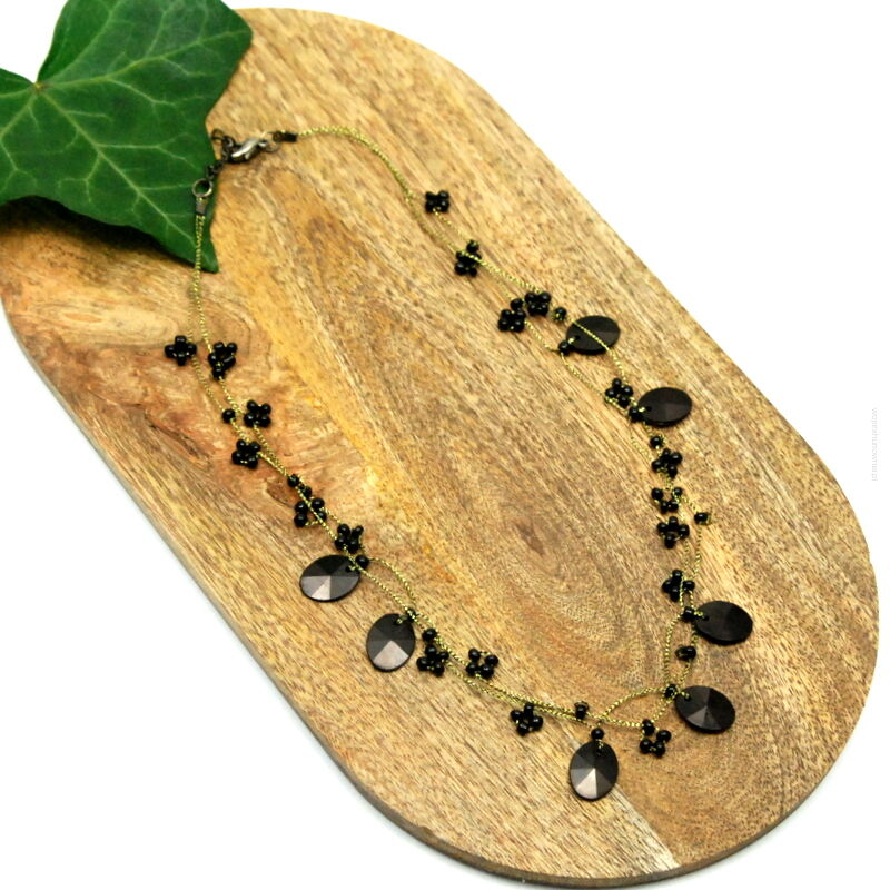 WISIOR / NASZYJNIK NA ŁAŃCUSZKACH CZARNY                                             (7W286-2 SAM4)