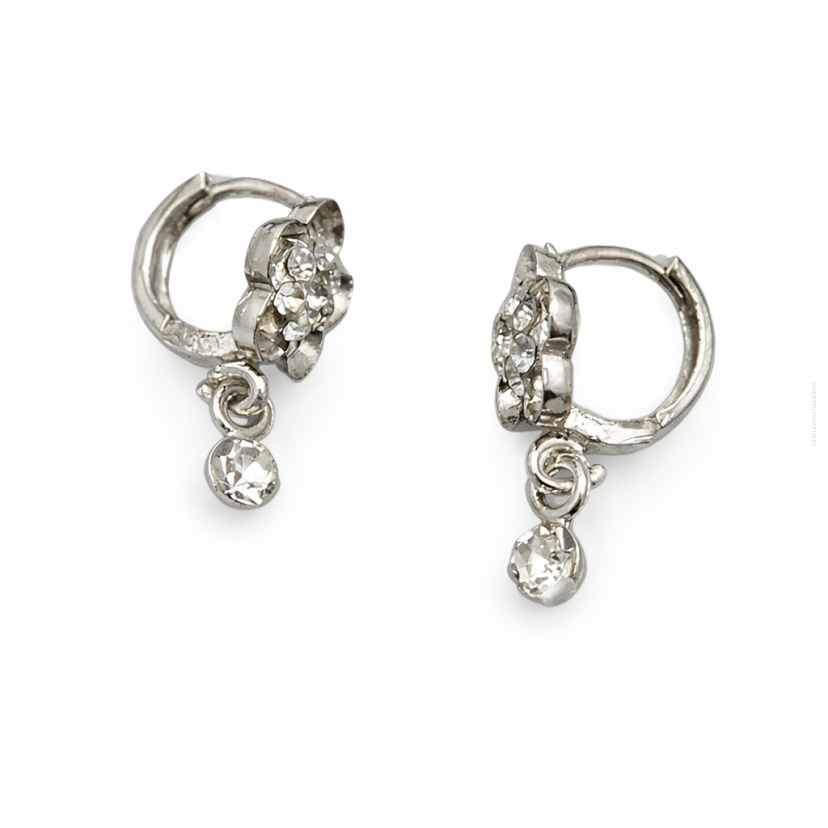 KOLCZYKI KLASYCZNE WISZĄCE Z CYRKONIAMI KWIATKI SREBRNE 0608-23