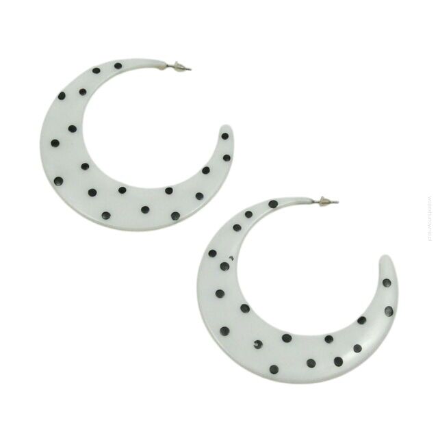 KOLCZYKI KOŁA BIAŁE W CZARNE KROPKI                                                                               ( 0608-561 SAME)