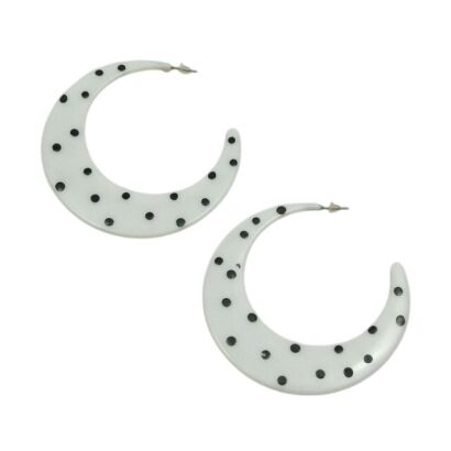 KOLCZYKI KOŁA BIAŁE W CZARNE KROPKI                                                                               ( 0608-561 SAME)